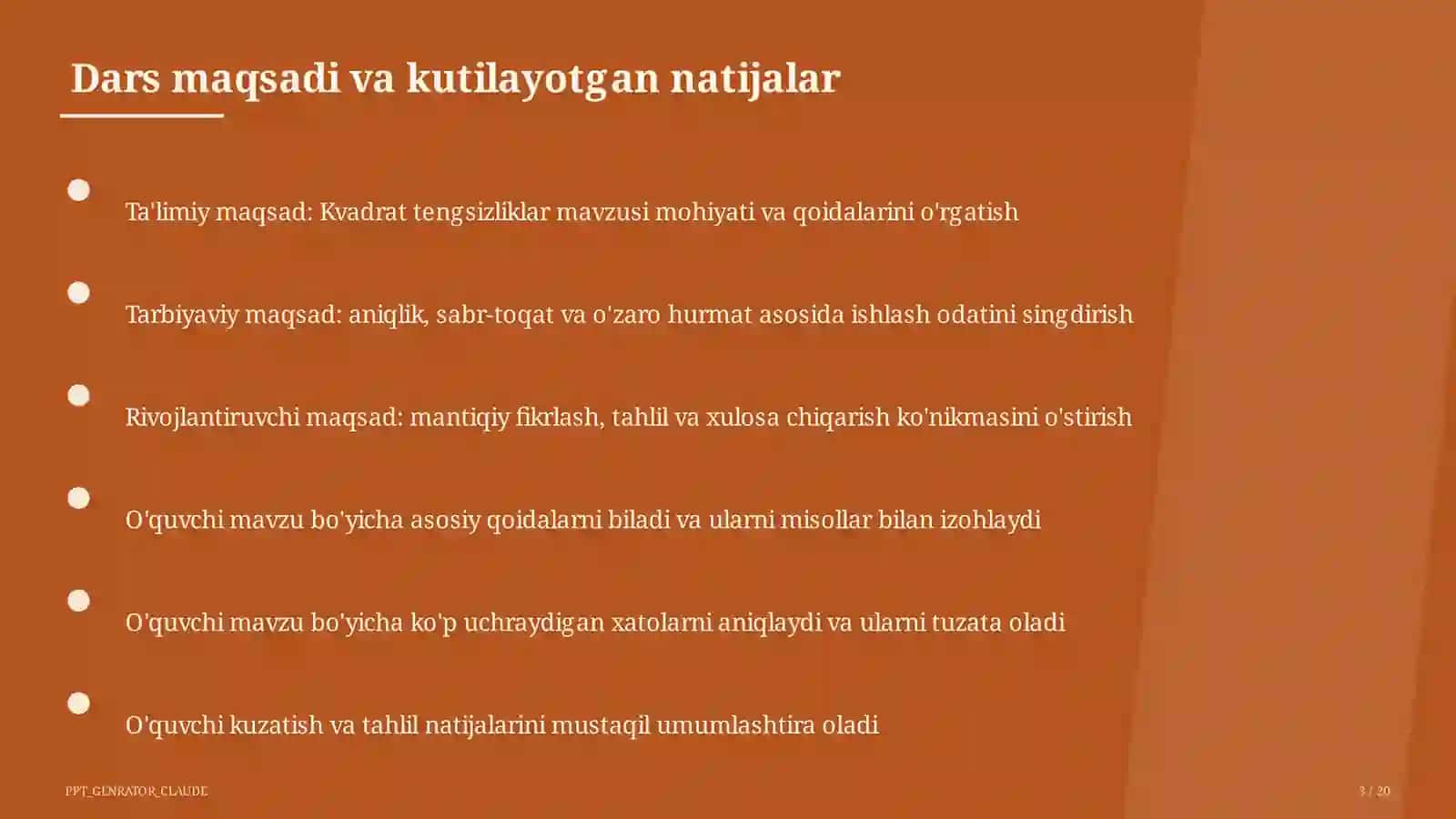 Kvadrat tengsizliklar (9-sinf) 3