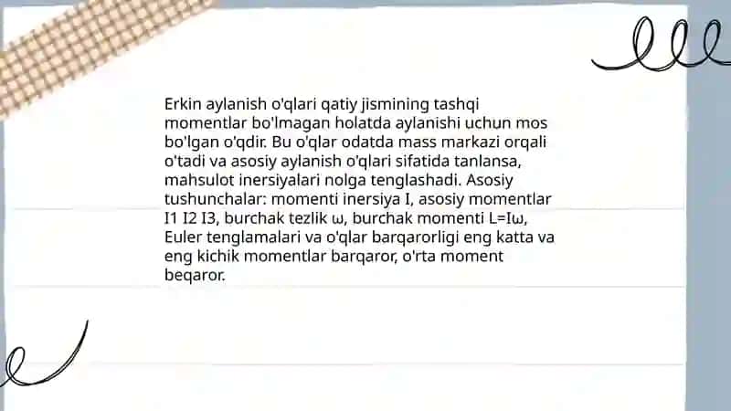 Erkin aylanish o'qlari 3