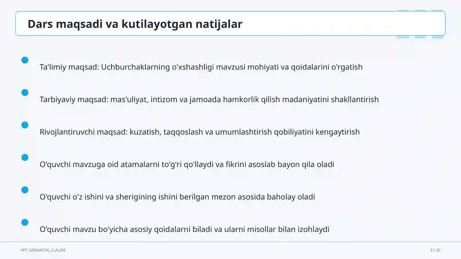 Uchburchaklarning o'xshashligi (8-sinf) 3