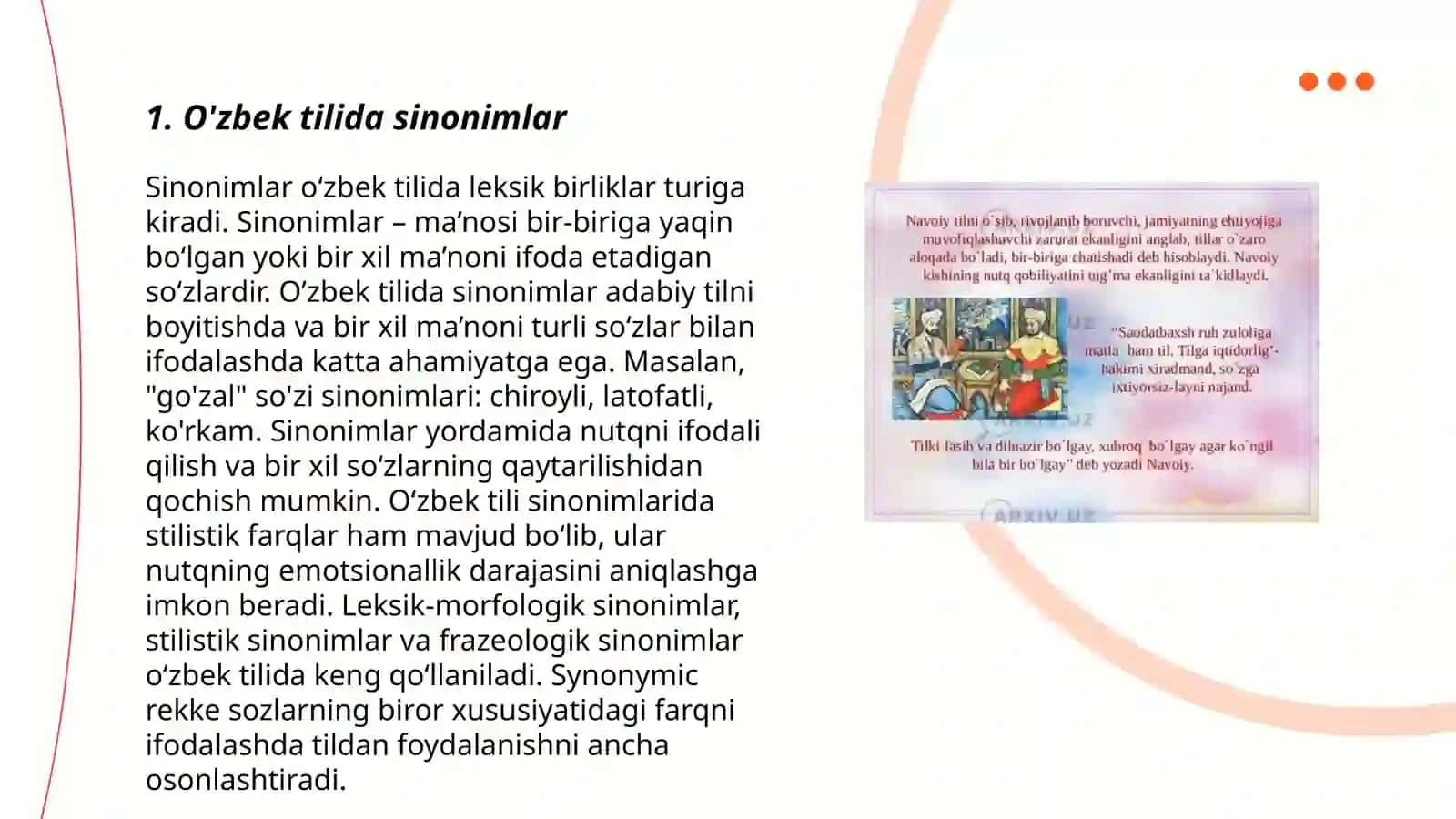 O'zbek lekiskologiyasi masalalari bóyicha taqdimot tayyorlash 3