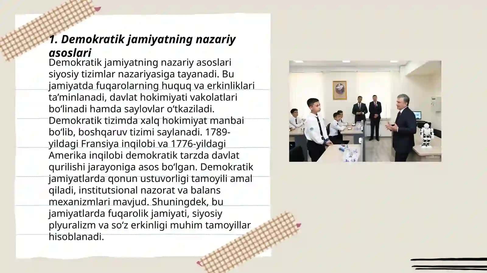 Oʻzbekistonda demokratik, fuqorolik jamiyati asoslarining shakllantirilishi, amalga oshirilgan siyosiy islohotlar 3