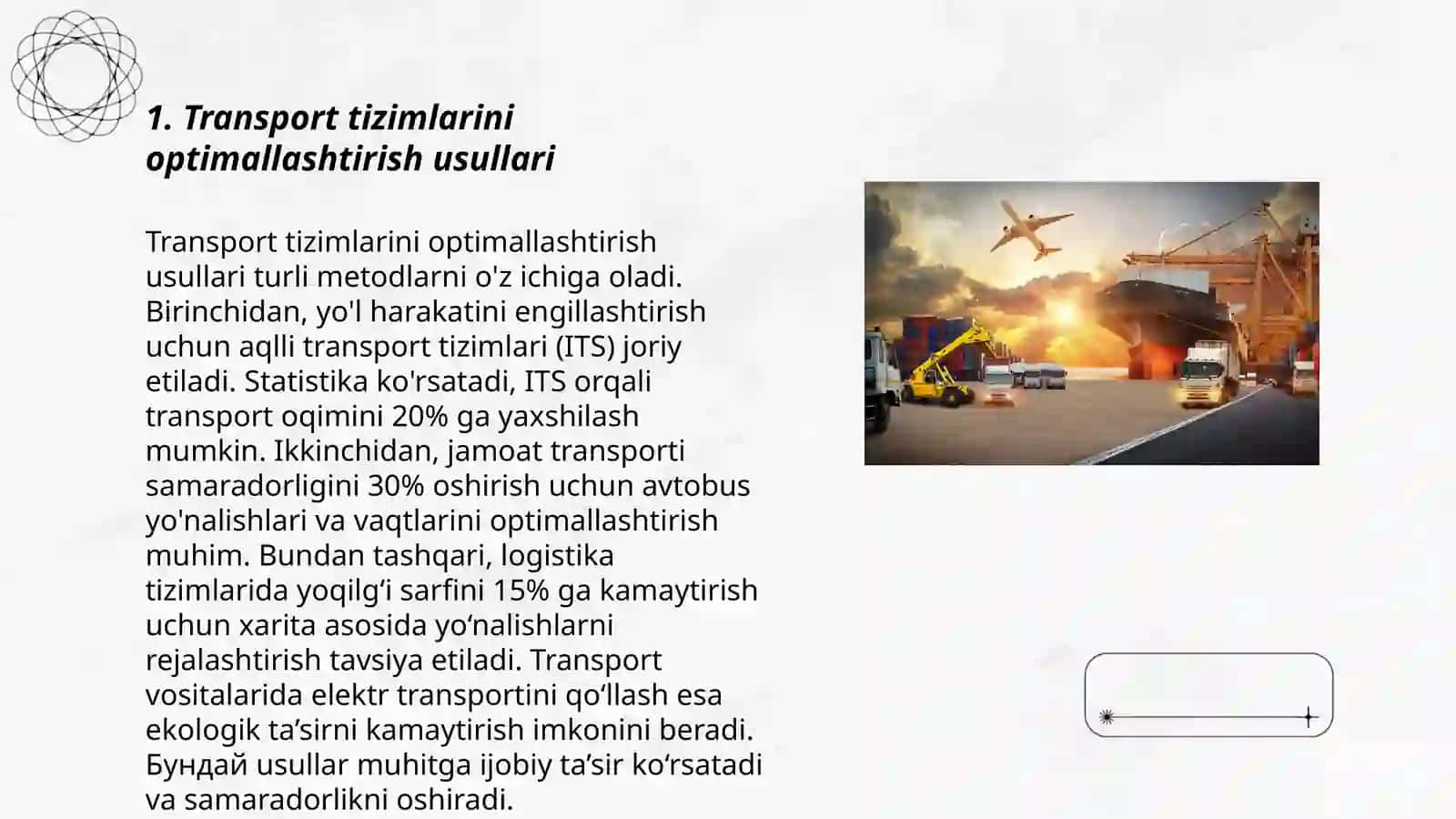 Transport va logistika tizimlarini loyihalash 3