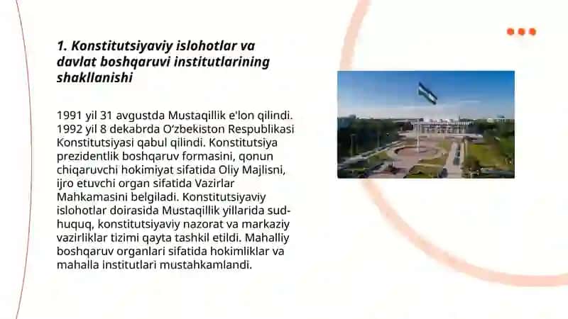 Mustaqillik yillarida davlat boshqaruvi tizimida amalga oshirilgan islohotlar 3