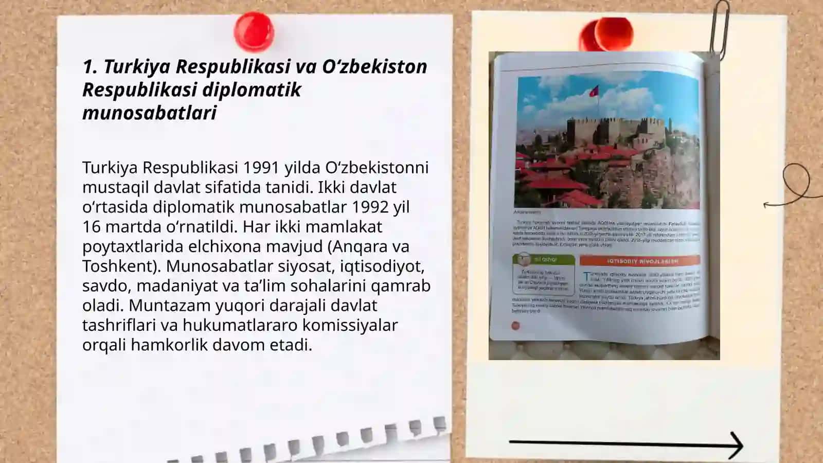 Reja: Turkiya Respublikasi va Oʻzbekiston Respublikasi diplomatik munosabatlari 3