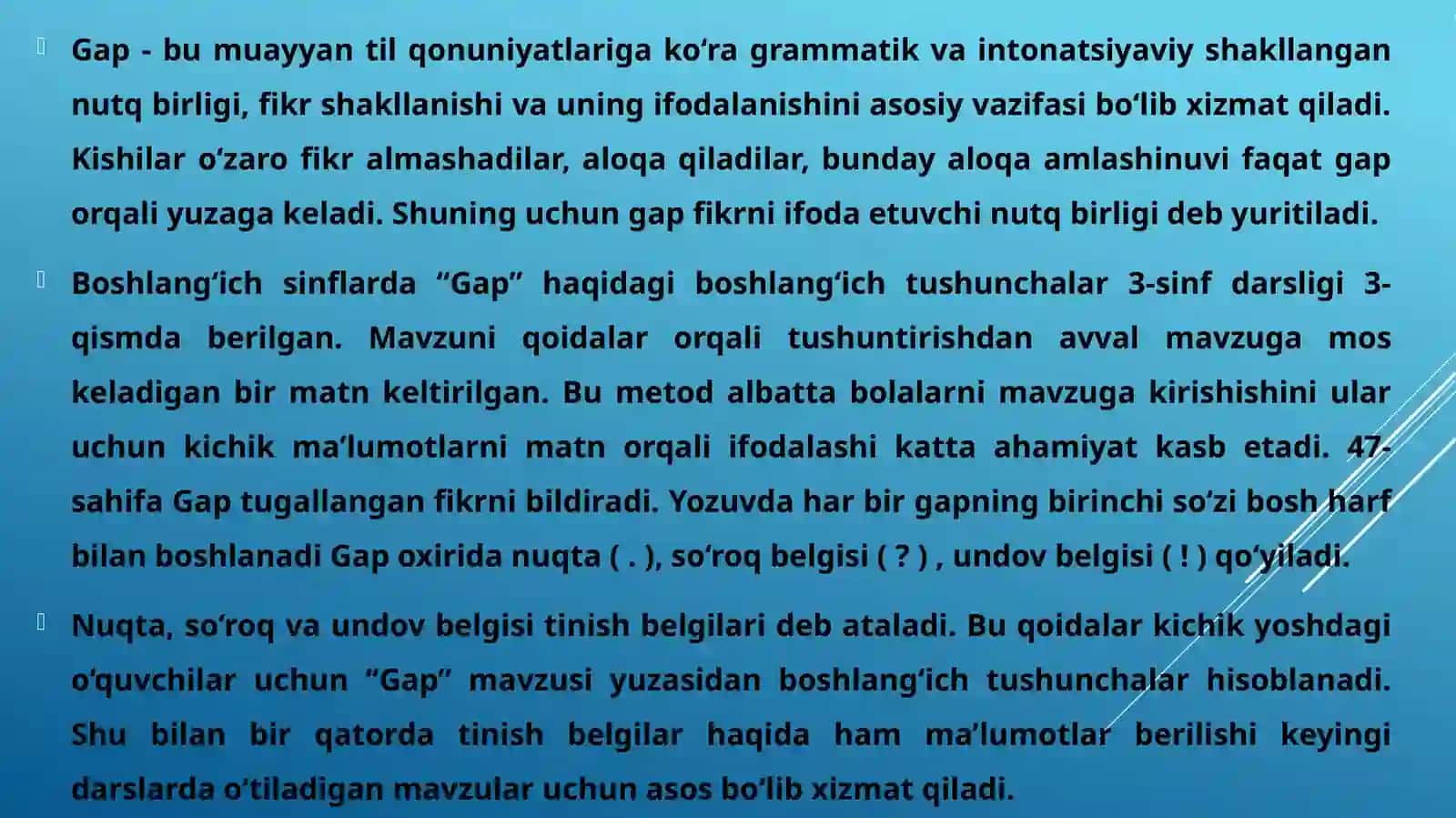 gap tuzish yo’llari. Gapning ifoda maqsadiga ko’ra turlari.darak, so’roq, buyruq-istak gap 3