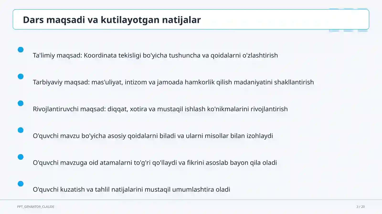 Koordinata tekisligi (6-sinf) 3