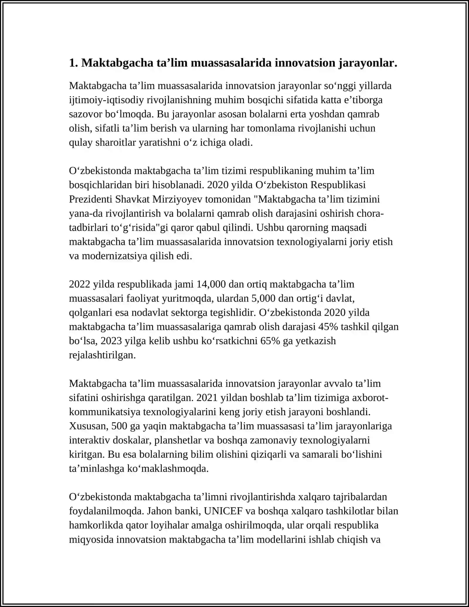 MAKTABGACHA TAʼLIM TASHKILOTLARIDA INAVATDIYONLARNI ISHLAB CHIQISH VA RIVOJLANTIRISH TEHNALOGIYASI 3