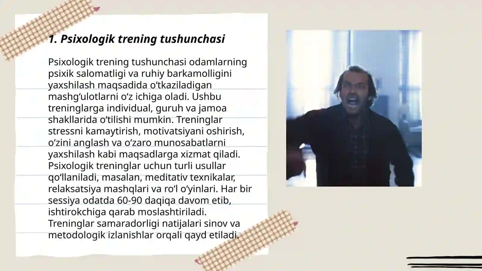 Psixologik treninglarni tashkillashtirish qonuniyatlari 3