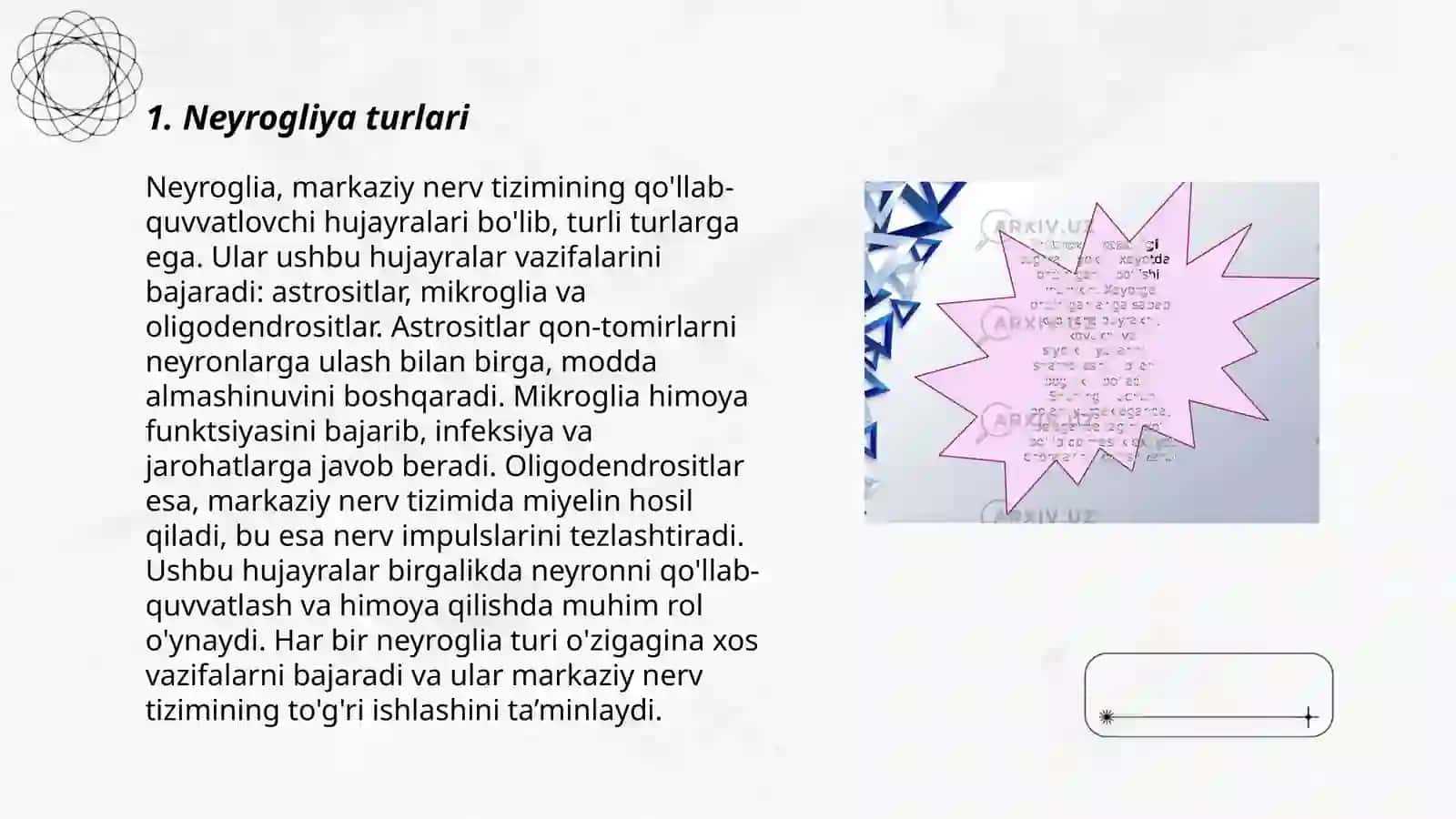 Neyrogliya hujayralarining tuzilishi va funksiyalari 3