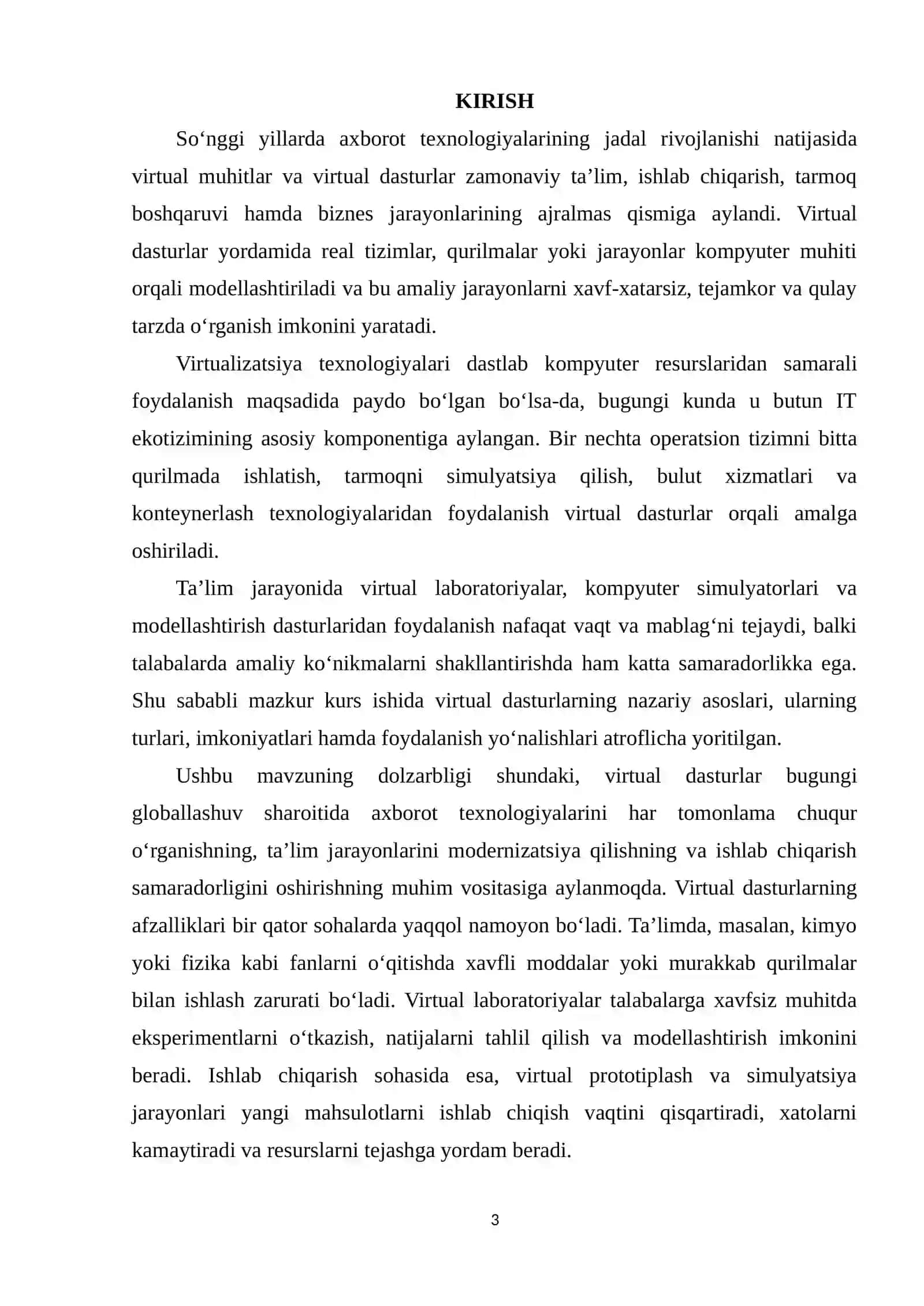 Virtual dasturlar va ulardan foydalanish. kurs ishi 3