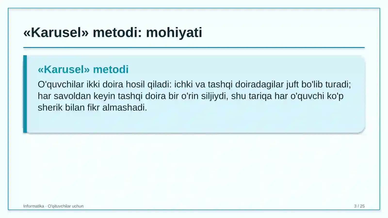 informatika darslarida karusel metodidan foydalanish 1077 3
