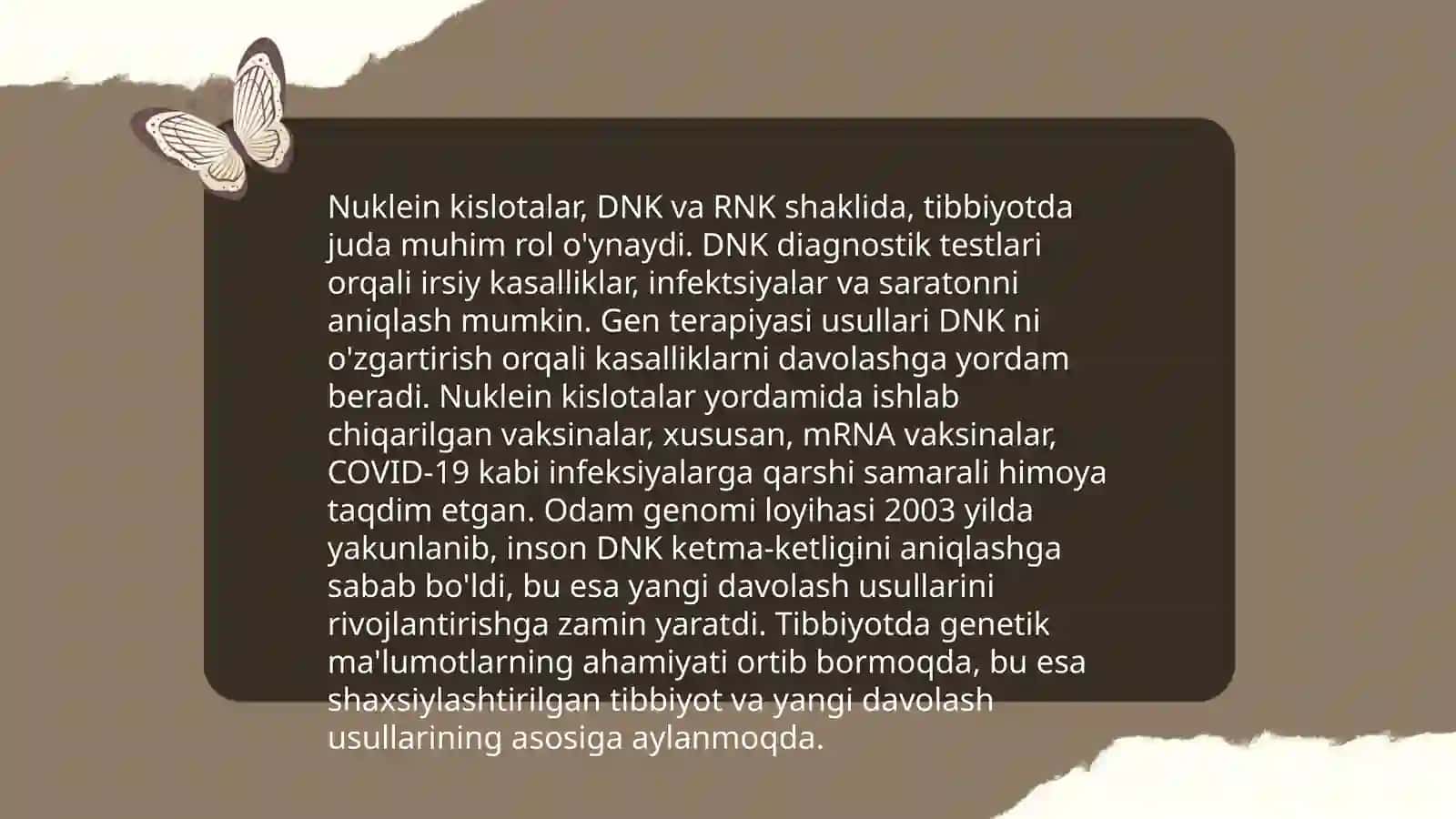 Nuklein kislotalarning tibbiyotdagi o'rni 3