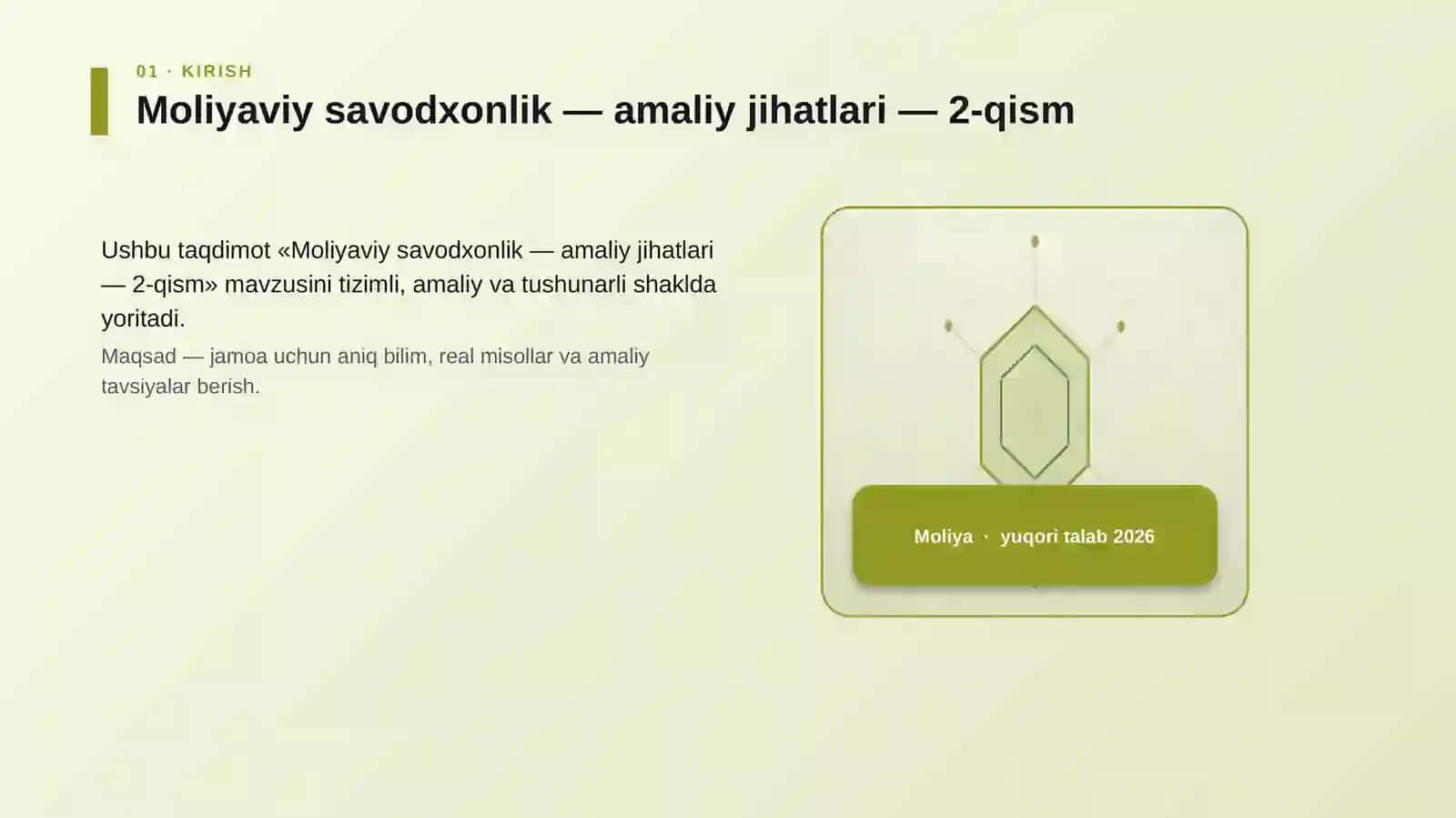 Moliyaviy savodxonlik — amaliy jihatlari — 2-qism 3