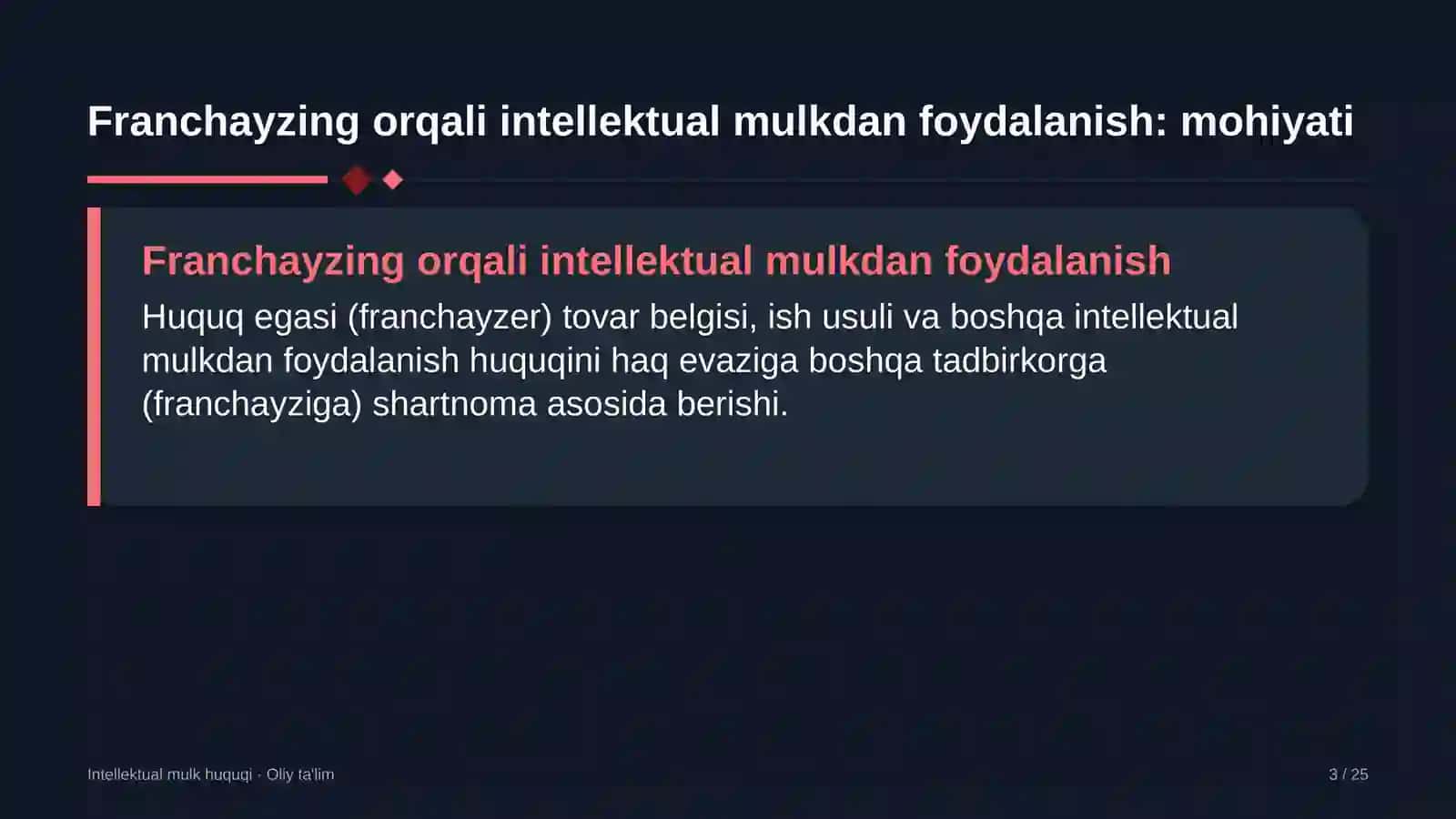 polizchilikda franchayzing orqali intellektual mulkdan foydalanish 9873 3