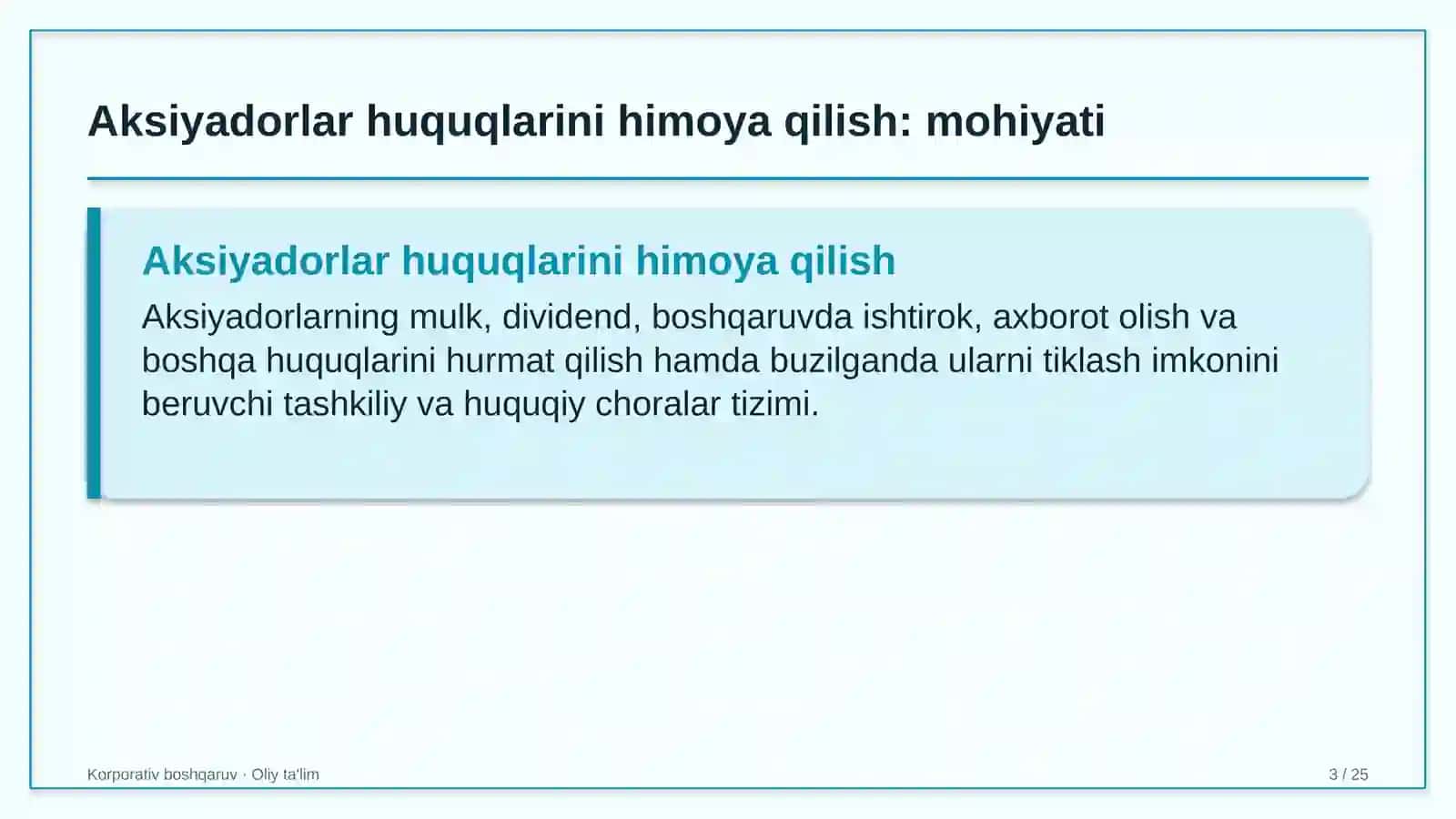 pochta aloqasida aksiyadorlar huquqlarini himoya qilish 7105 3