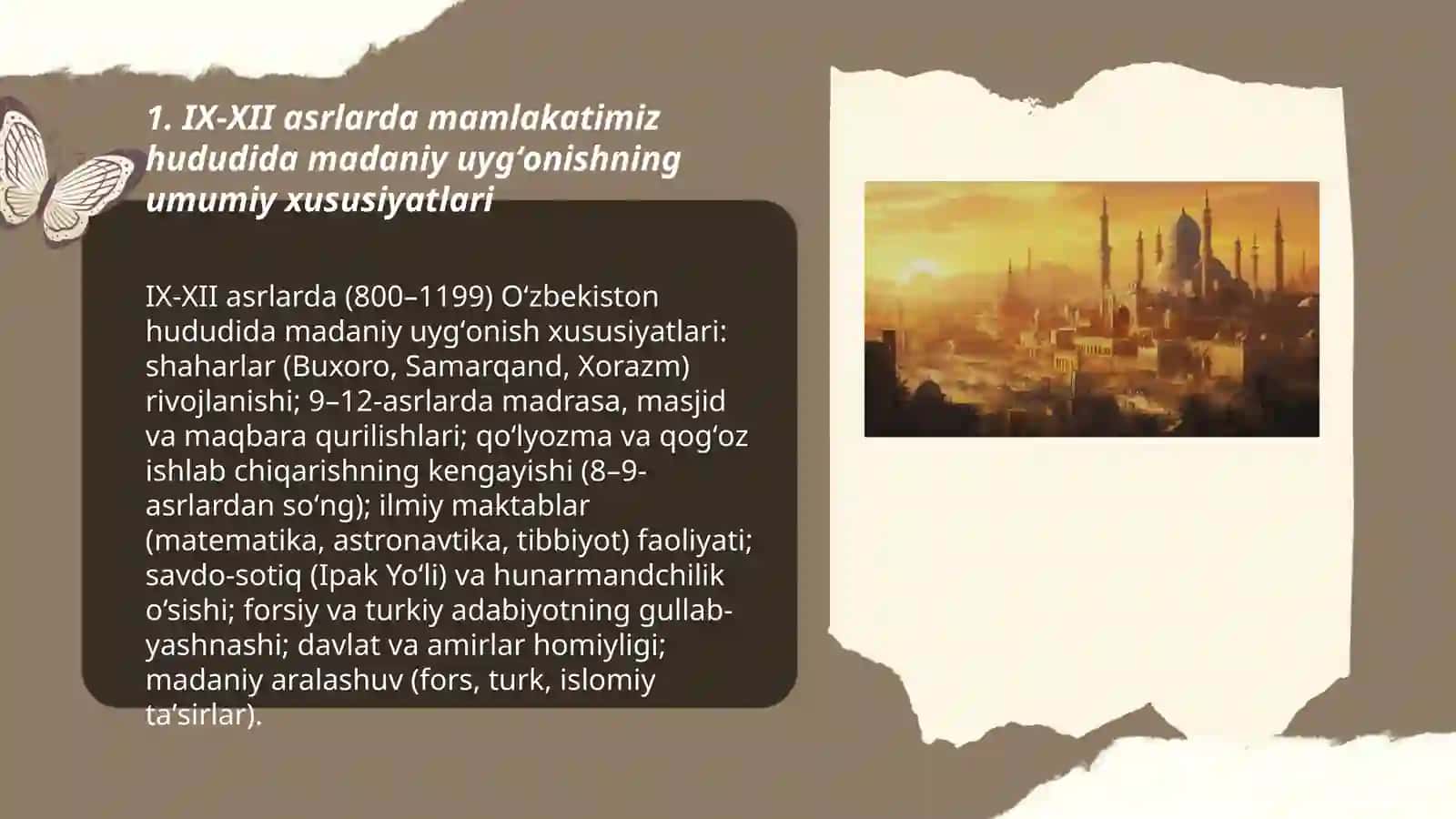 IX-XII asrlarda mamlakatimiz hududida madaniy uygʻonish 3