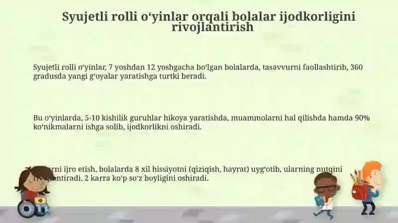 Syujetli rolli o'yinlar orqali bolalarning ijodkorligini rivojlantirish 3