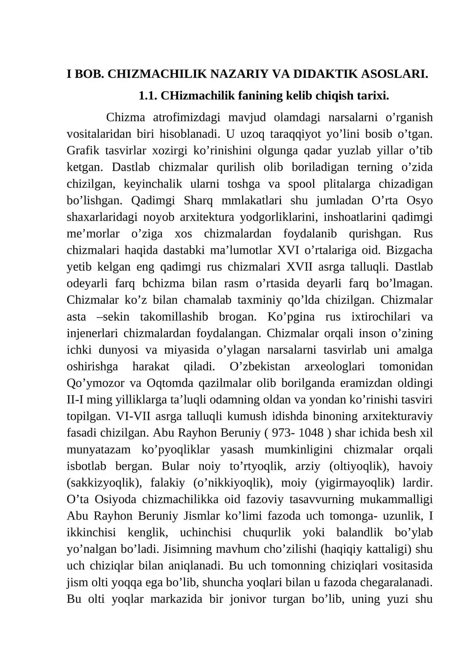 CHIZMACHILIK FANINING BOSHQA FANLAR BILAN ALOQASI 3