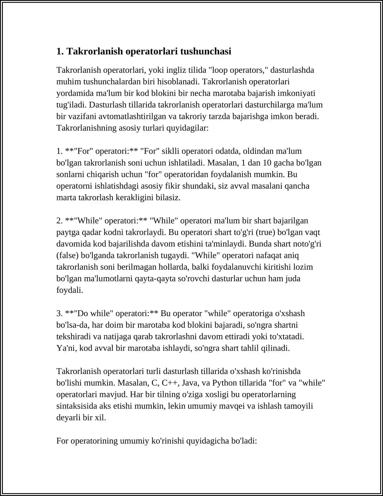 PYTHONDA TAKRORLANISH OPERATORLARI 3
