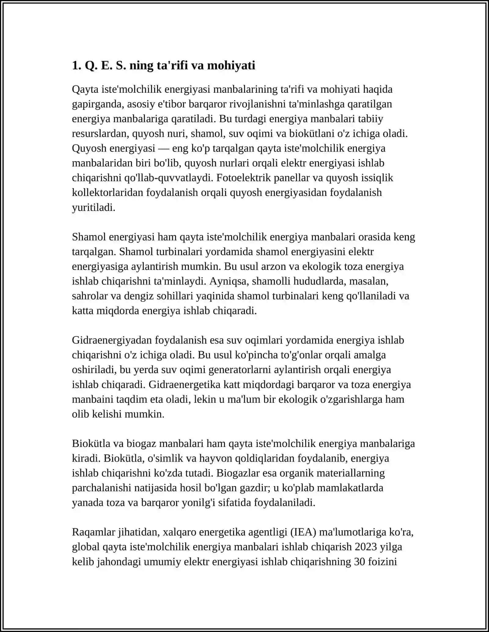 Q. E. S NING HOZIRGI KUNDAGI OʻRNI VA RIVOJLANISH BOSQICHLARI 3