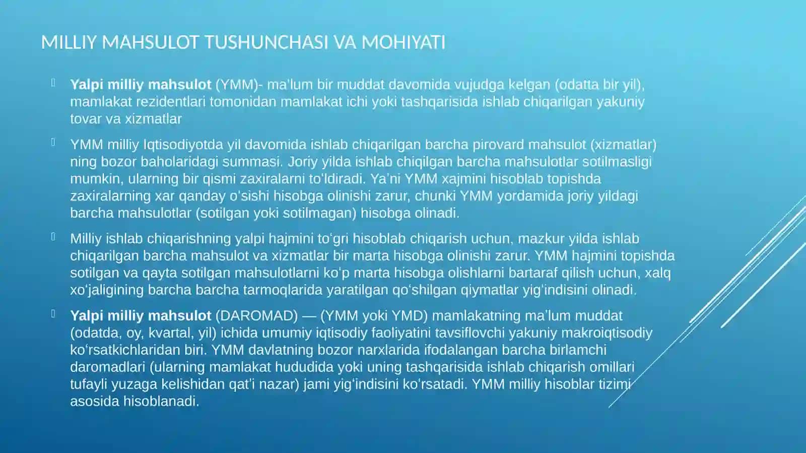Milliy mahsulotning mazmuni, tarkibiy qismlari va harakat shakllari 3