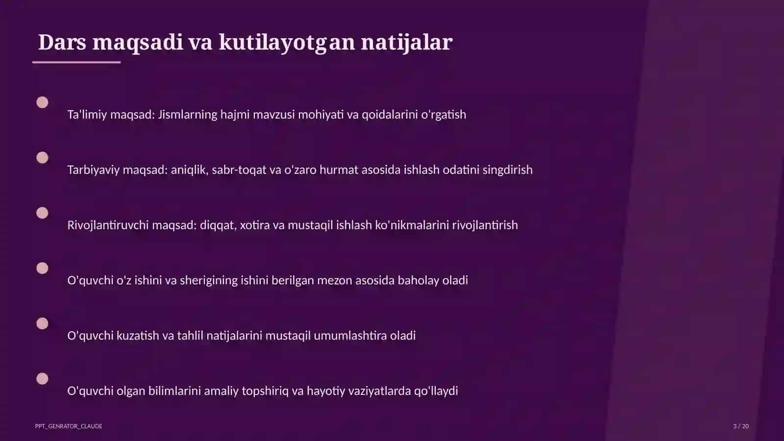 Jismlarning hajmi (11-sinf) 3