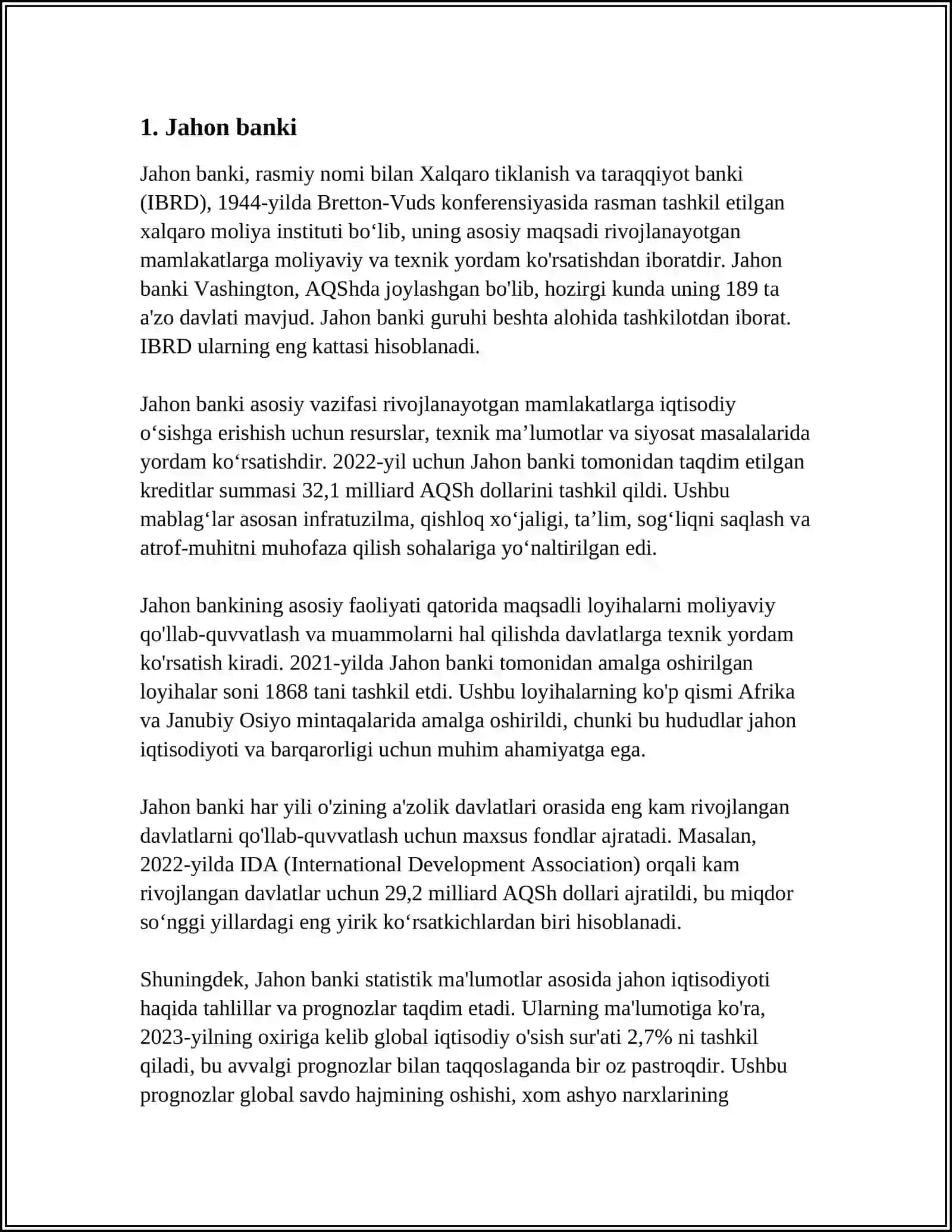 JAHON IQTISODIYOTIDAGI HALQARO IQTISODIY TASHKILOTLAR 3