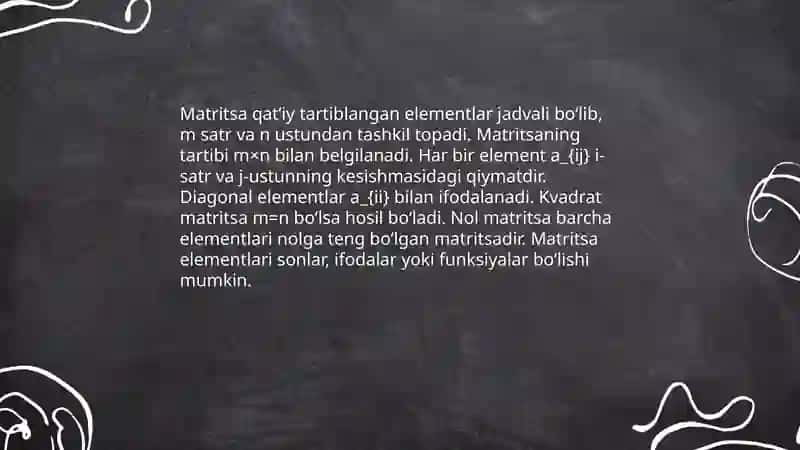 Matritsalar va ular ustida amallar 3