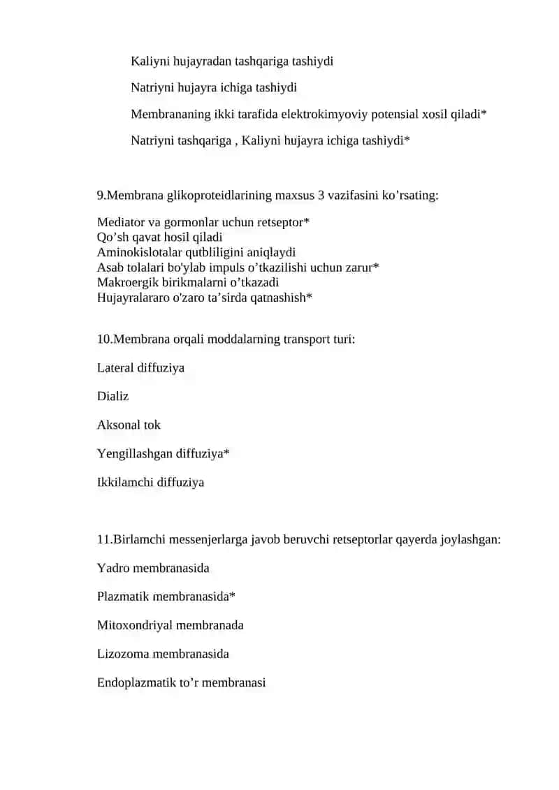 Biomembranalar tarkibi va funktsiyalari 3