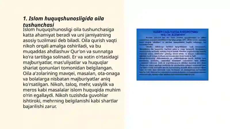 Islom huquqshunosligida oila,nikoh,taloq,idda,zihor tushunchalarini taʼriflash 3