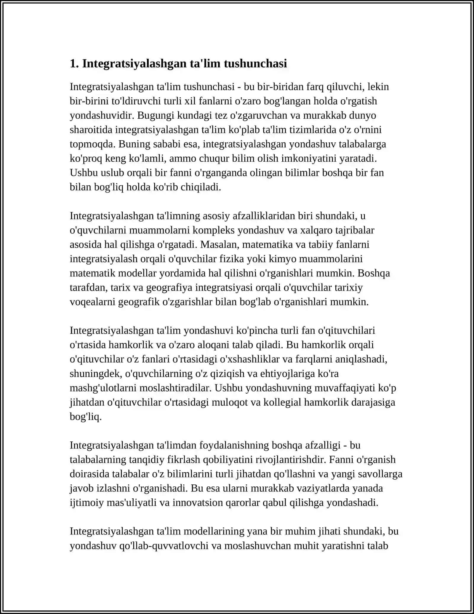 UMUMTA’LIM TASHKILOTLARIDA ALOHIDA YORDAMGA MUHTOJ BOLALAR UCHUN INTEGRATSIYALASHGAN TA’LIMNI AMALGA OSHIRISHNING ASOSIY BOSQICHLARI 3