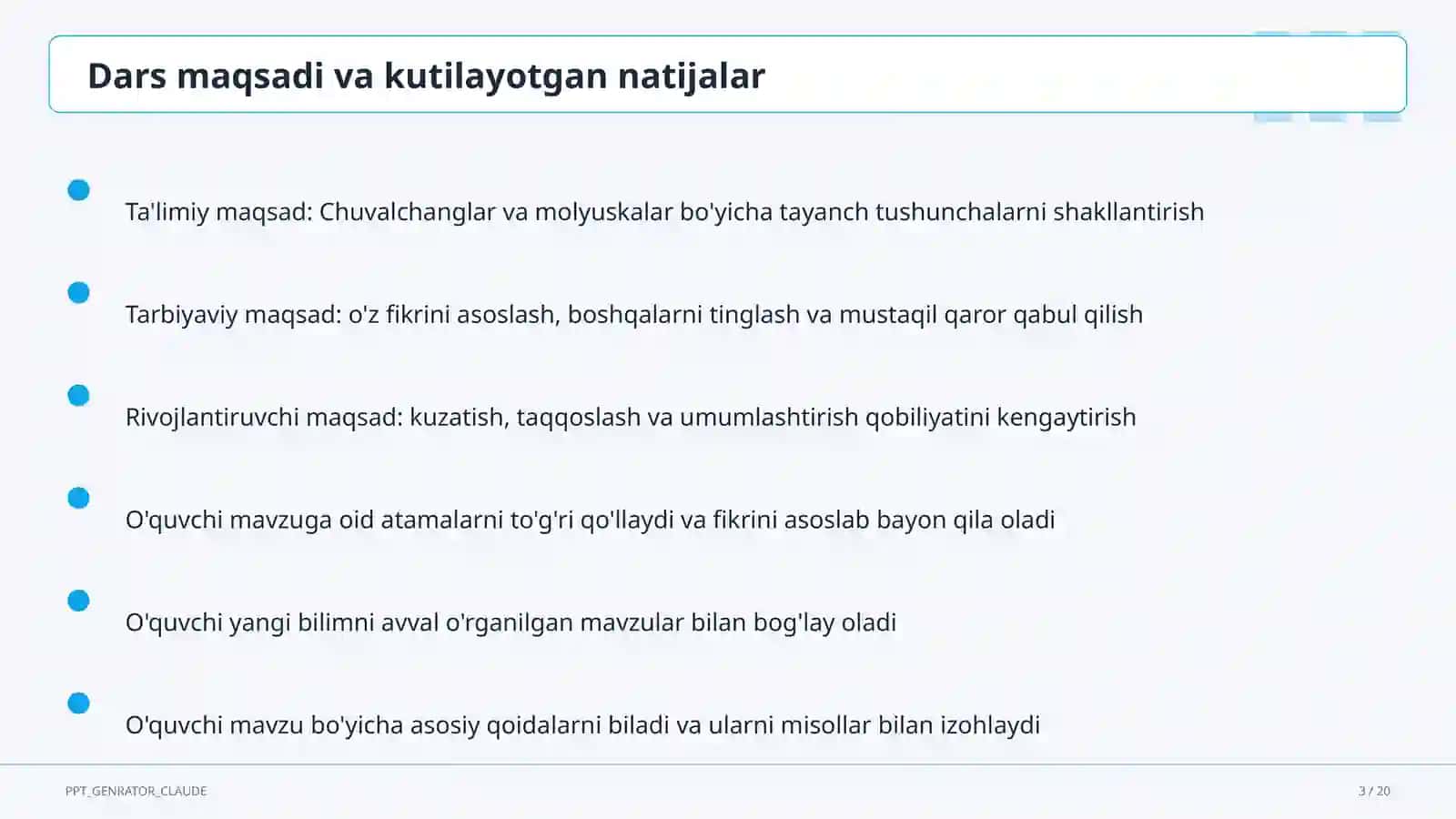 Chuvalchanglar va molyuskalar (7-sinf) 3