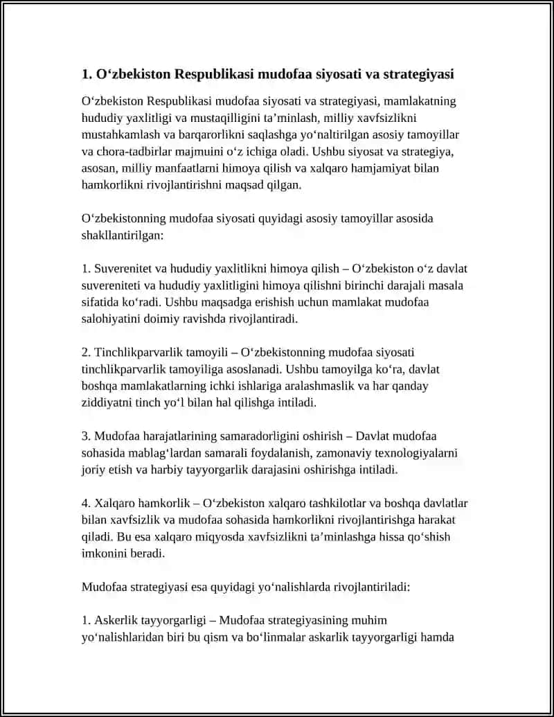 Oʻzbekiston Respublikasi mudofaa siyosati va strategiyasi 3