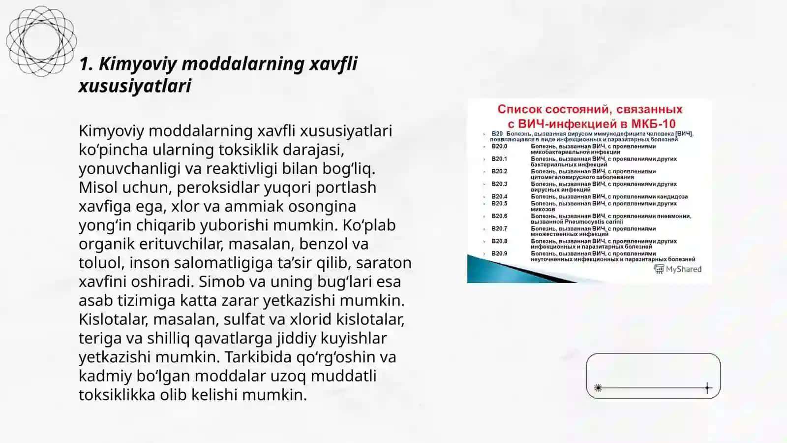 Kimyoviy moddalarning xavfli xususiyatlari 3