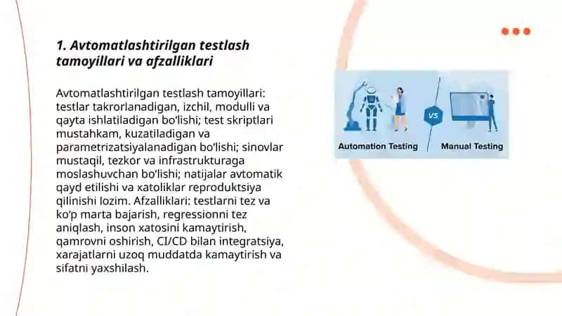 Avtomatlashtirilgan testlash (Automated Testing) 3