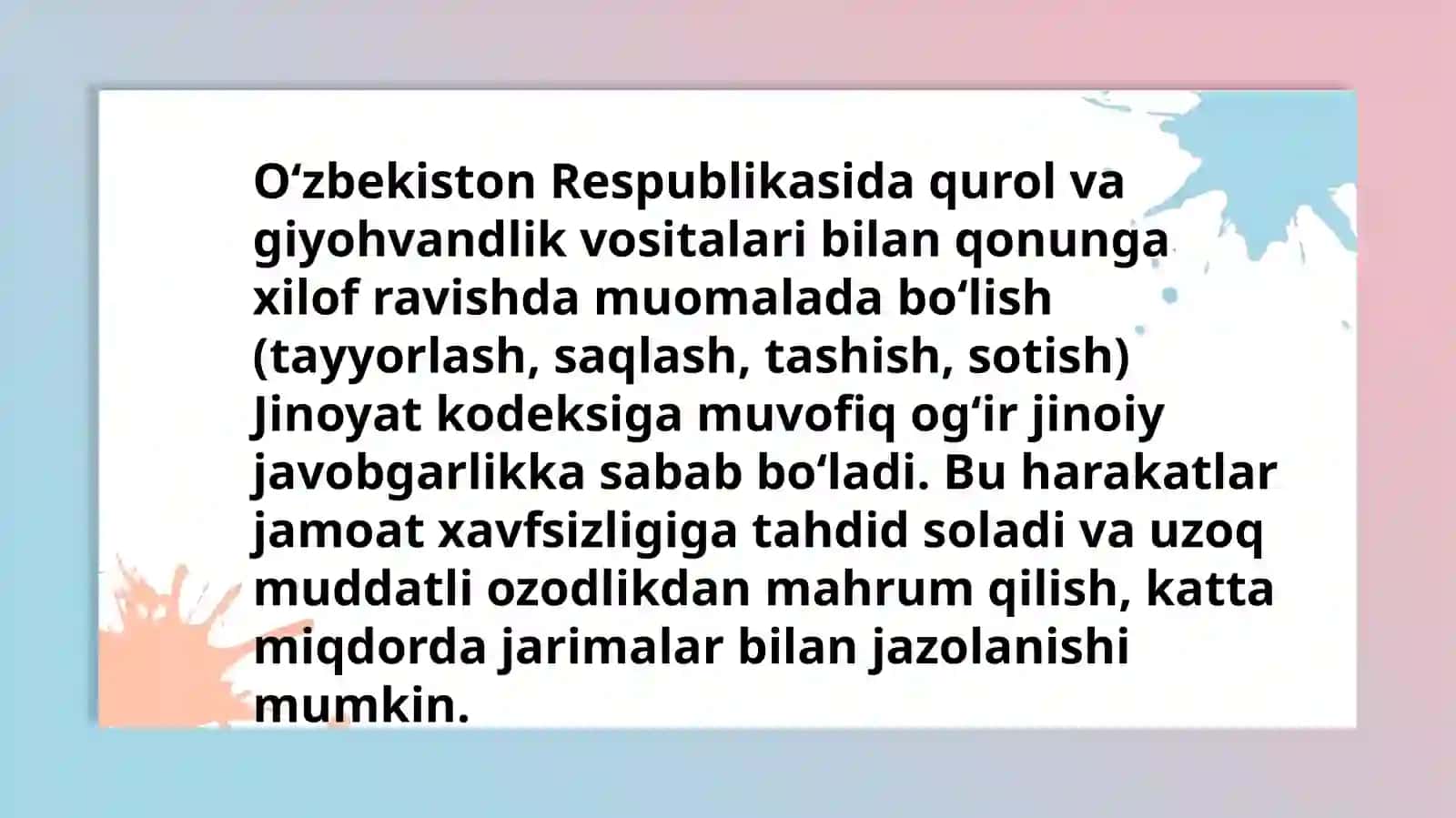Qurol yaroq va oʻq dorilar bilan qonunga xilof ravishda muomala qilish 3