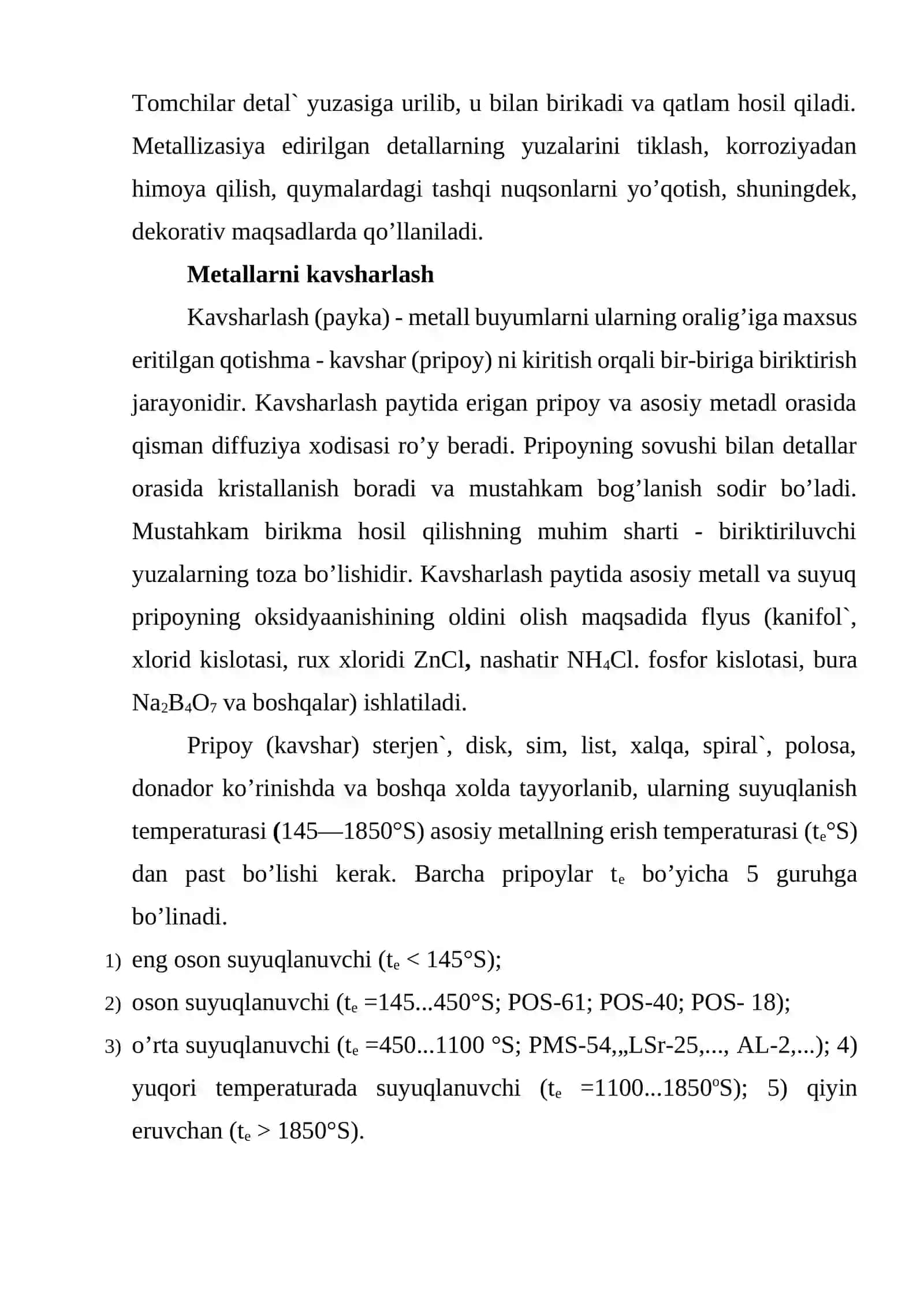 Mеtаllаrni nаplаvkа qilish, kаvshаrlаsh vа turli usullаr bo’yichа pаyvаndlаsh tеxnоlоgiyasi 3