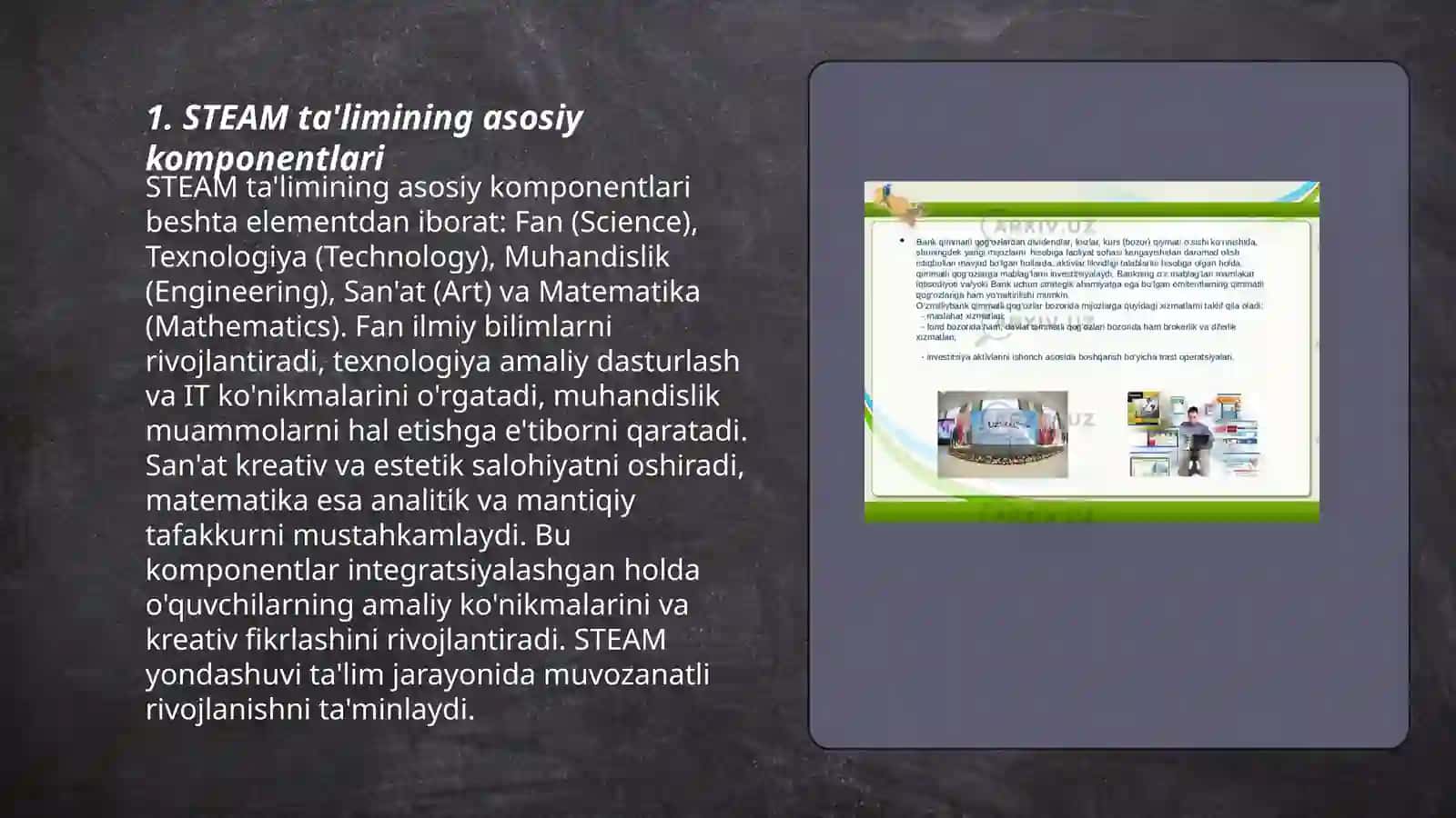 STEAM ta'lim texnologiyalarining òziga xos xususiyatlari 3
