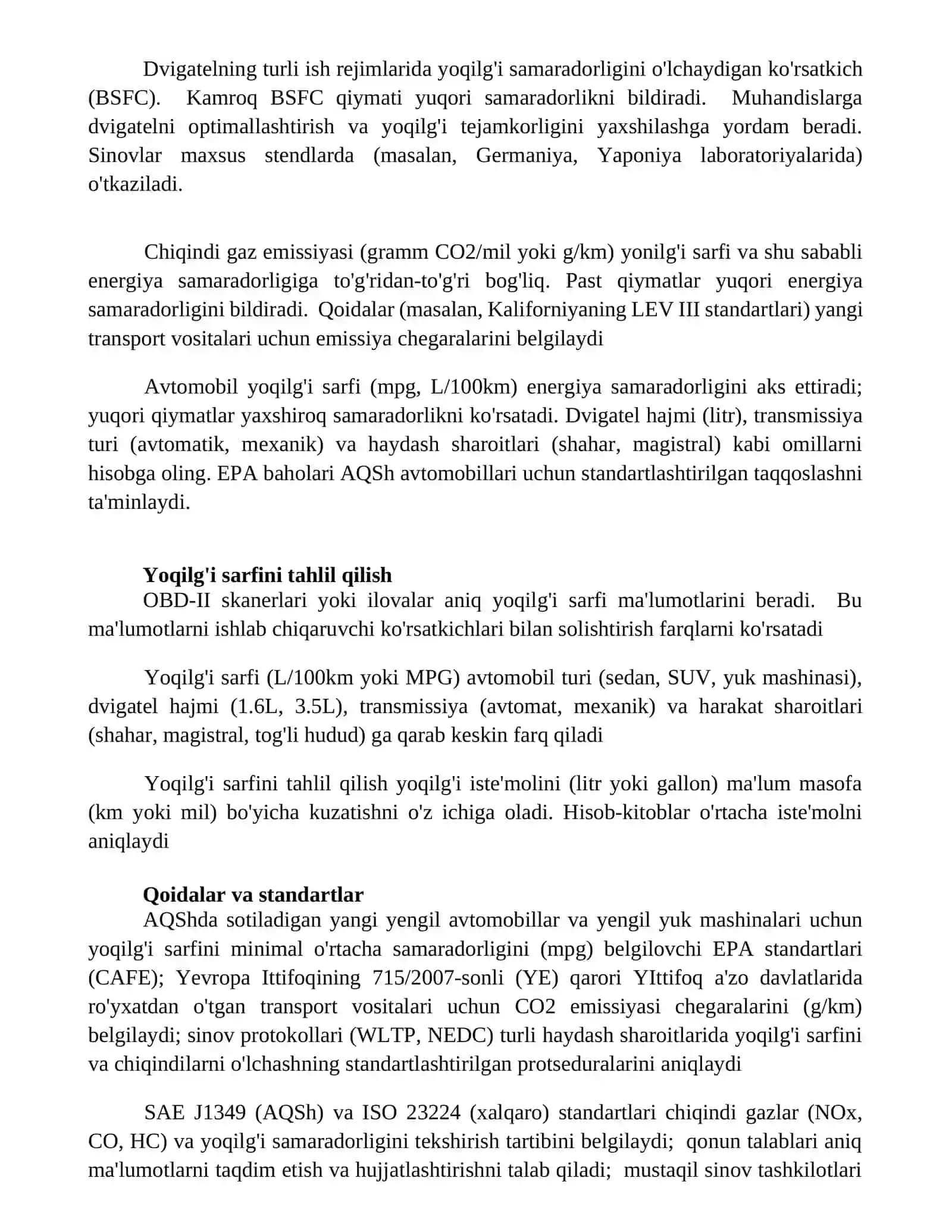 Avtomobil samaradorligini aniqlash 3