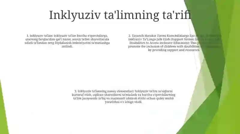 Tayanch Harakat Tizimi Kamchiliklarga Ega Bolgan Bolalarni Inklyuziv TaʼLimga Jalb Etish 3