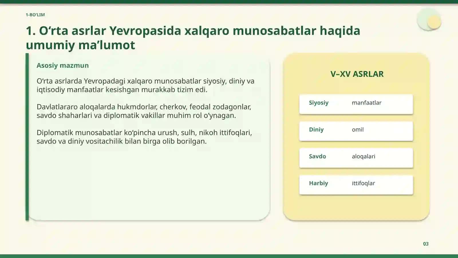 O‘rta asrlarda Yevropada xalqaro munosabatlar va diplomatiya 3