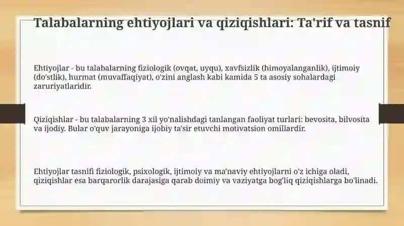 Talabaning ta’lim faoliyatida ehtiyojlar va qiziqishlar - faollikning manbai sifatida 3