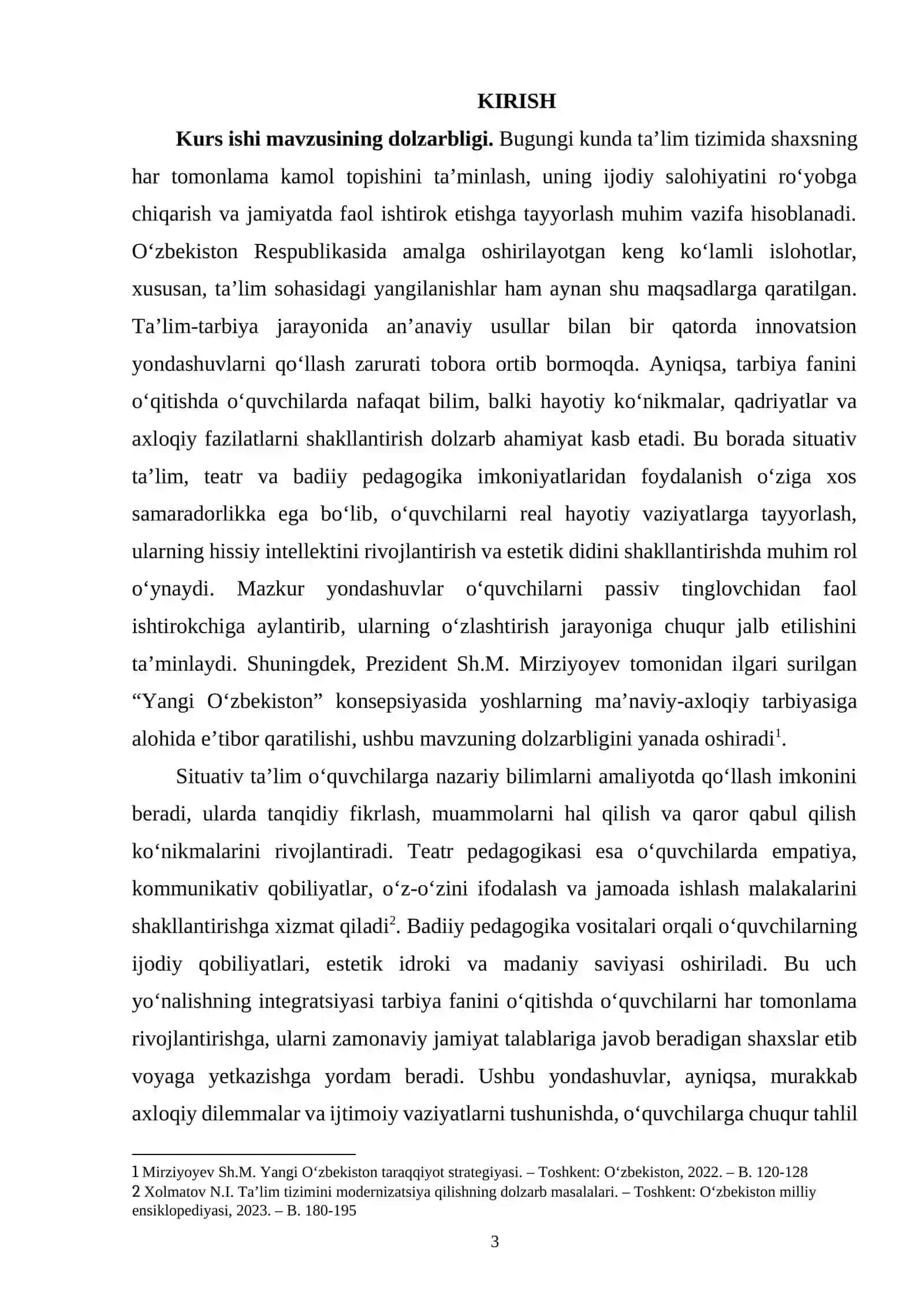 Tarbiya fanini oʻqitishda situativ ta’lim, teatr va badiiy pedagogikadan foydalanish metodikasi 3