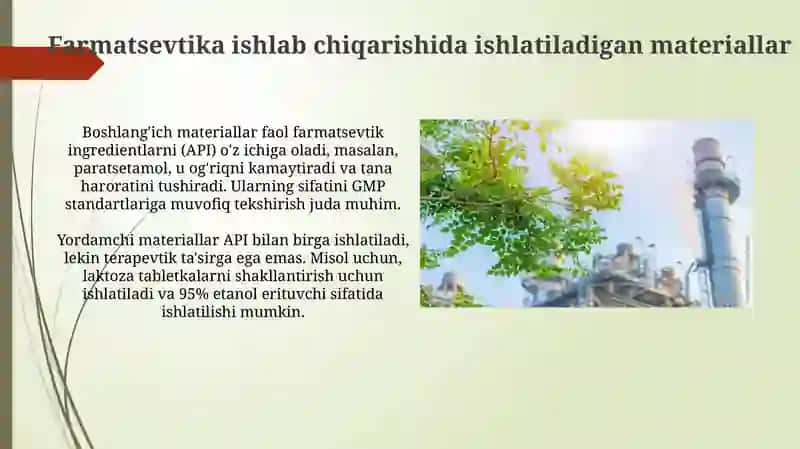 Farmatsevtika ishlab chiqarishida ishlatiladigan materiallar 3