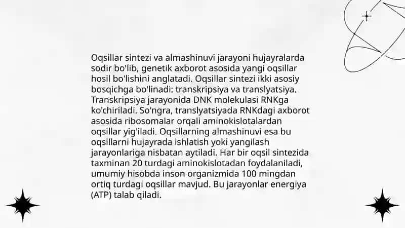 Modda va energiya almashinuvi fiziologiyasi 3