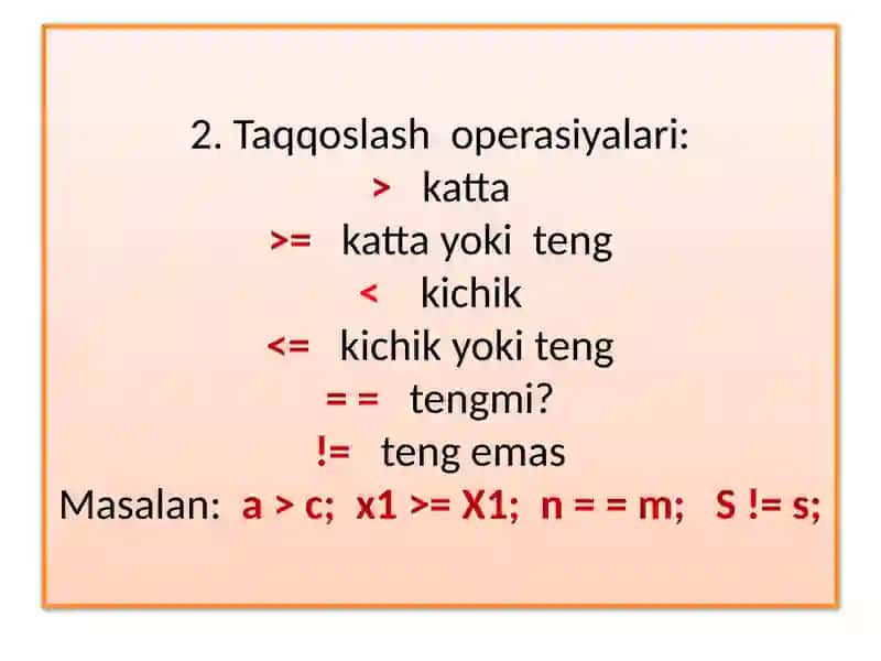 C++ tilida operatorlar va amallar 3