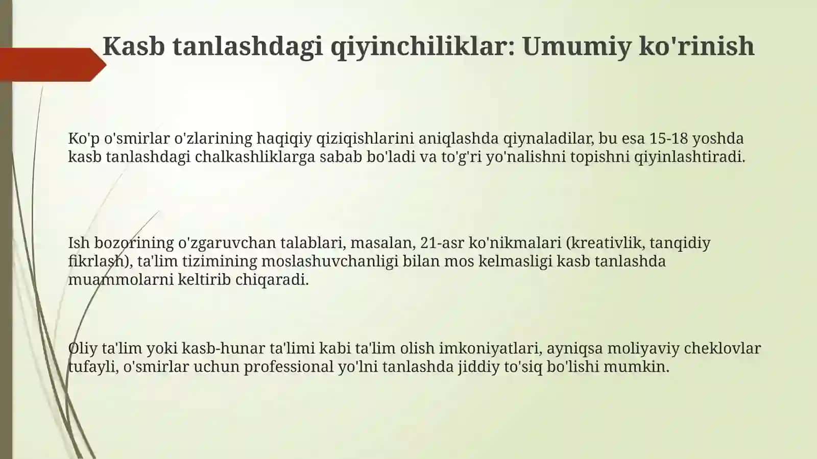 Kasbiy  yo'nalishni tanlashdagi  qiyinchiliklar 3