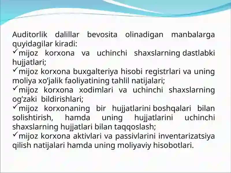 Auditorlik dalillarini yigʻish 2 3