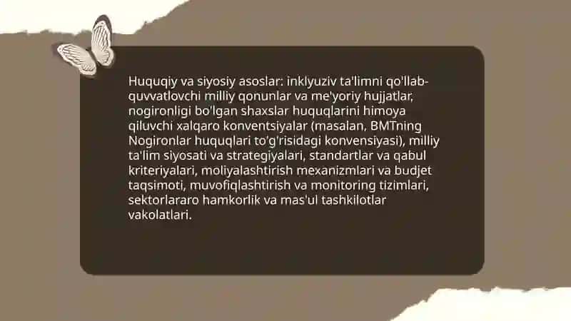 Umumta'lim tashkilotlarida alohida yordamga muhtoj bolalar uchun integratsiyalashgan ta'limni amalga oshirishning asosiy bosqichlari 3