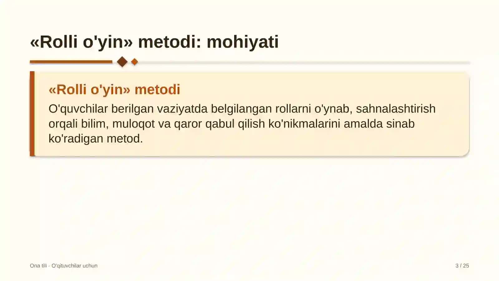 ona tili darslarida rolli o'yin metodidan foydalanish 8505 3